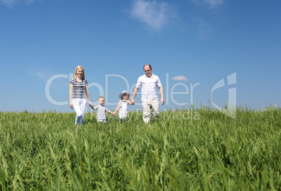 family with children in summer day outdoors