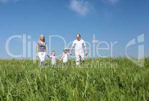 family with children in summer day outdoors