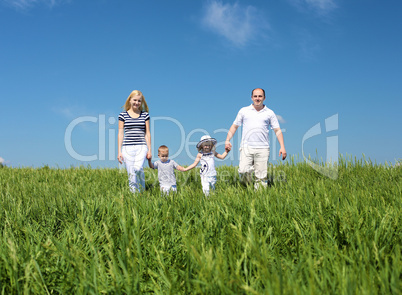 family with children in summer day outdoors