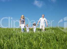 family with children in summer day outdoors