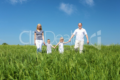 family with children in summer day outdoors