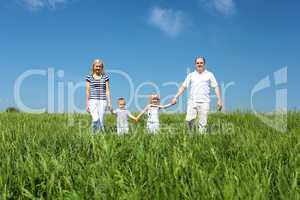 family with children in summer day outdoors