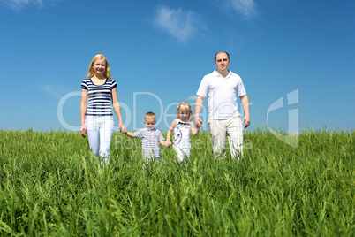 family with children in summer day outdoors