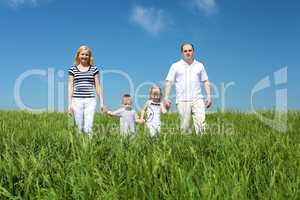 family with children in summer day outdoors