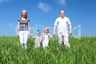 family with children in summer day outdoors