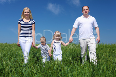 family with children in summer day outdoors