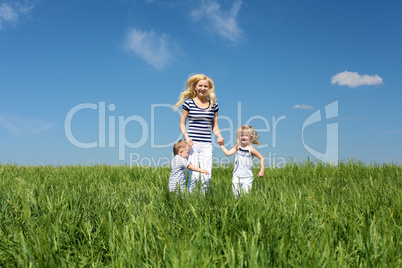 mother with her children outdoors