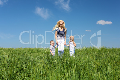 mother with her children outdoors