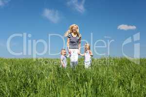 mother with her children outdoors