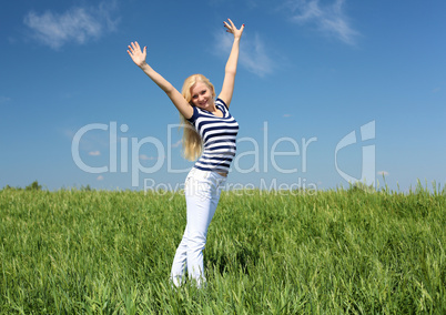 Young blond woman outdoors