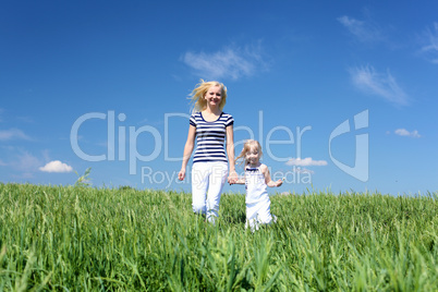 mother with her daughter outdoors