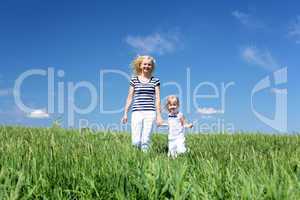 mother with her daughter outdoors