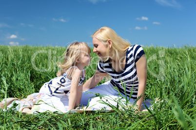 mother with her daughter outdoors