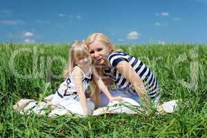 mother with her daughter outdoors