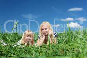 mother with her daughter outdoors