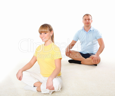 young couple doing sport together