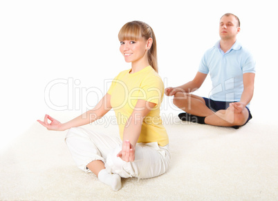 young couple doing sport together