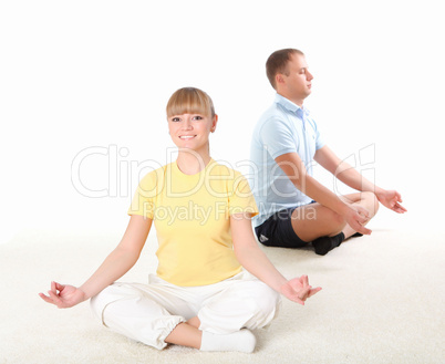 young couple doing sport together