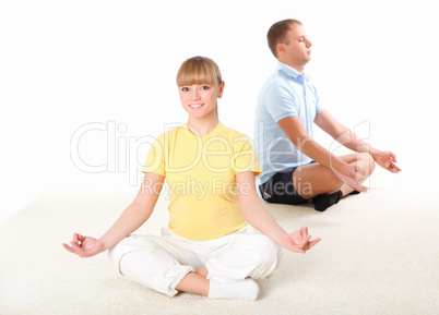 young couple doing sport together