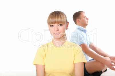 young couple doing sport together