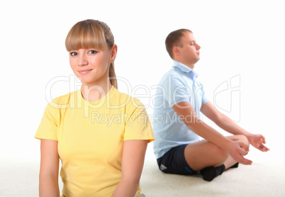 young couple doing sport together