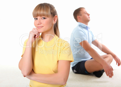 young couple doing sport together