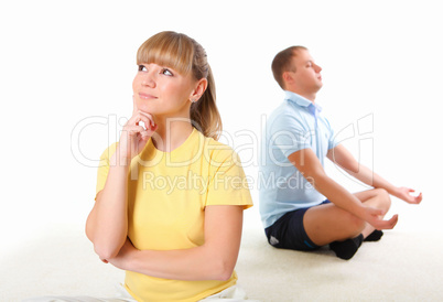 young couple doing sport together