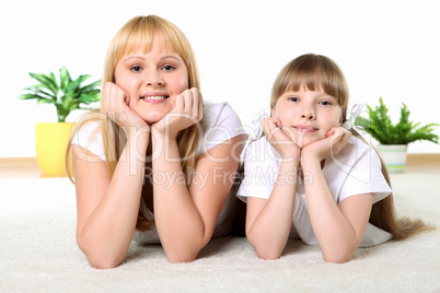 mother with daughter in studio