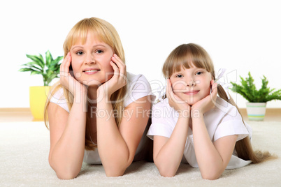 mother with daughter in studio