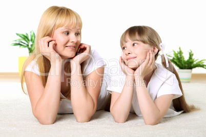 mother with daughter in studio