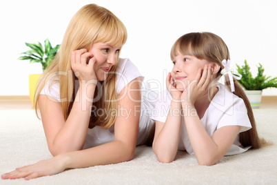 mother with daughter in studio