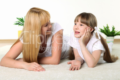 mother with daughter in studio