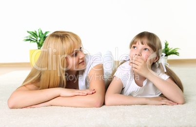 mother with daughter in studio