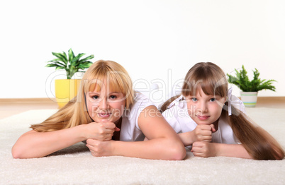 mother with daughter in studio