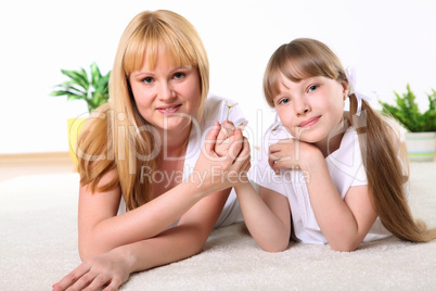 mother with daughter in studio