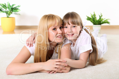 mother with daughter in studio