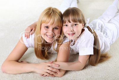 mother with daughter in studio