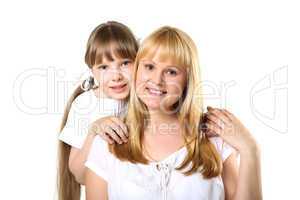 mother with daughter in studio