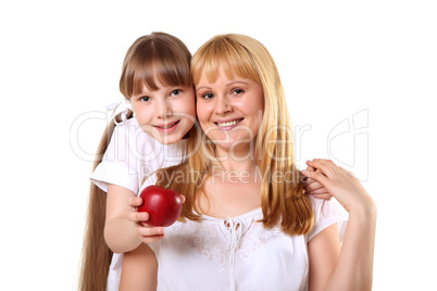 mother with daughter in studio