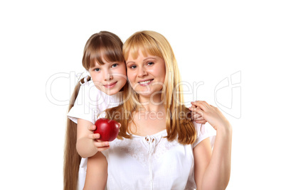 mother with daughter in studio