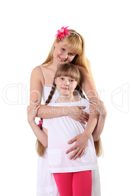 mother with daughter in studio