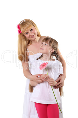 mother with daughter in studio