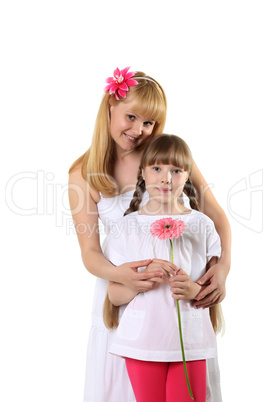 mother with daughter in studio