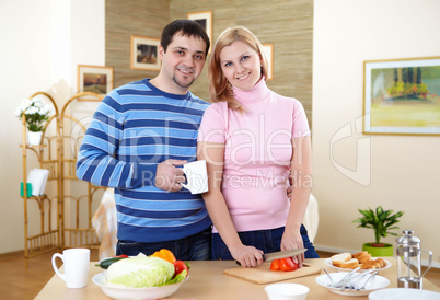 couple at home having meal