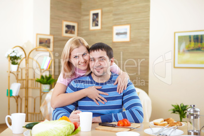 couple at home having meal