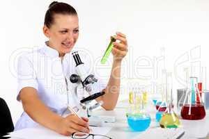 Female scientist in a chemistry laboratory