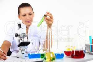 Female scientist in a chemistry laboratory