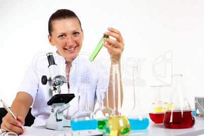 Female scientist in a chemistry laboratory