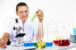 Female scientist in a chemistry laboratory