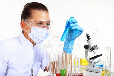 Female scientist in a chemistry laboratory